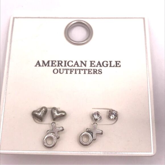American Eagle Outfitters Minimalist Silver Stud Earrings Set - Picture 2 of 5